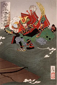 Jump Prints: Funada Nyudo Yoshimasa Grappling with Sachujo Nitta Yoshisada in Midair