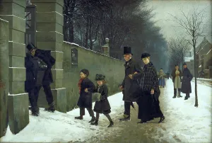 Arm In Arm Prints: A Funeral, 1883. Creator: Frants Henningsen