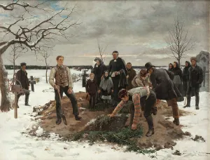 Grave Digger Prints: A Funeral in Alsike, 1883. Creator: Gustaf Cederström