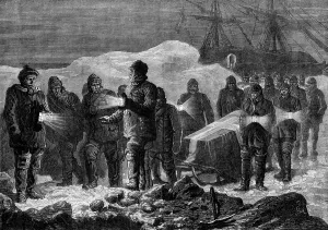 Burying Prints: A funeral in the Arctic regions during the night of winter, 1880. Creator: Unknown