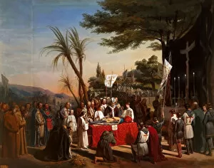 Funeral of Godfrey of Bouillon in Jerusalem, 23rd July 1100. Artist: Cibot, Edouard (1799-1877)