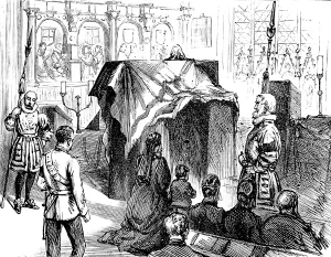 Beefeaters Prints: Funeral of Lord Napier of Magdala: the coffin in the Chapel at the Tower