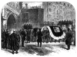 Clergymen Prints: The Funeral of Lord Palmerston: arrival of the hearse at the West Door of Westminster Abbey
