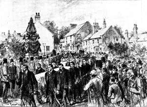 Mourner Prints: The Funeral of Mr. Gladstone: the funeral procession passing through the village of Hawarden