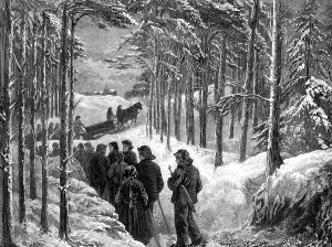 Mourner Prints: A funeral in Norway, 1881. Creator: Unknown