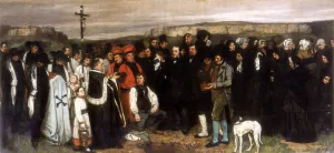 Large Group Of People Prints: The Funeral at Ornans, 1850. Artist: Gustave Courbet