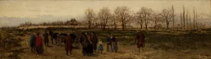 Mourner Prints: Funeral of a Pauper in Germany, c1880. Creator: Francisek Streitt