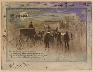 Lix Hilaire Buhot Prints: Funeral Procession on the Boulevard de Clichy, 1887. Creator: Felix Hilaire Buhot