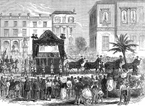 Sombre Prints: Funeral Procession of the late King of Bavaria at Nice: the cortége leaving the Villa Lions