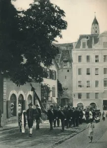 South Tyrol Prints: Funeral procession, Merano, South Tyrol, Italy, 1927. Artist: Eugen Poppel