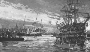 Portsmouth Prints: The Funeral of Queen Victoria... Royal Yacht Alberta entering Portsmouth Harbour