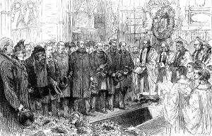 Mourner Prints: Funeral of Robert Browning in Westminster Abbey, 1890. Creator: R. Taylor