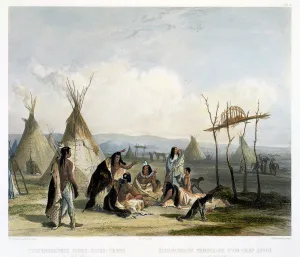 Bodmer Prints: Funeral Scaffold of a Sioux Chief near Fort Pierre Artist: J Hurlimann
