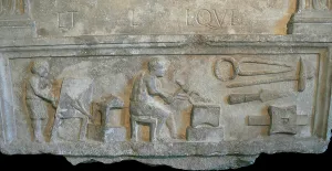 Smith Prints: Funeral stele depicting a blacksmith's forge