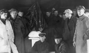 Kuzbass Prints: Funeral of V.M. Kruchina. Chapel, 1920. Creator: Unknown