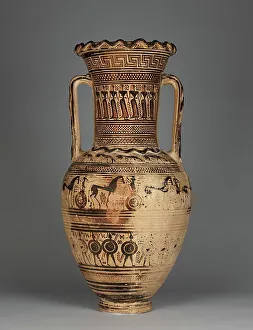 8th Century Bc Prints: Funerary Amphora with Scenes of Mourning, 720-700 BC. Creator: Philadelphia Painter