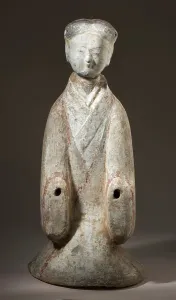 Han Dynasty Prints: Funerary Sculpture of a Kneeling Entertainer, 206 B.C.-25 A.D.. Creator: Unknown