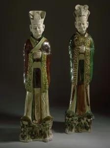 Incised Prints: Funerary Sculpture of a Pair of Officials, between c.700 and c.800. Creator: Unknown