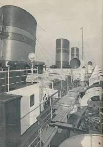 Three Funnels of the Monarch of Bermuda, the Furness Withy luxury liner, 1937