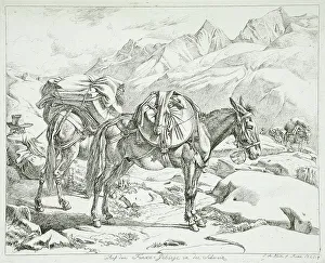 Pack Animals Prints: Furka Mountains, Switzerland, 1820. Creator: Johann Adam Klein