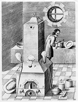 Furnace for processes where protracted heat required, such as cementation, 1580