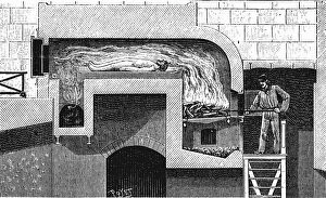 Furnace of the type to be installed in the Pere la Chaise crematorium, Paris, 1888