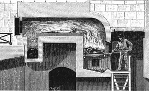 Cremation Prints: Furnace of the type to be installed in the Pere la Chaise crematorium, Paris, 1888