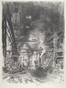 Munitions Industry Gallery: Within the Furnaces, 1916. Creator: Joseph Pennell