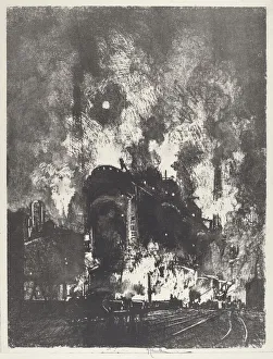 Furnaces at Night, 1916. Creator: Joseph Pennell