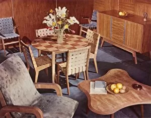 Contemporary Gallery: Furnishing designed by Neil Morris and made by H. Morris & Co. Ltd. 1949