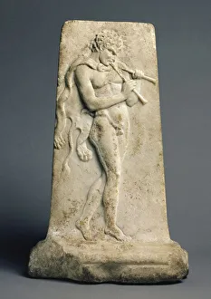 Animal Skin Prints: Furniture Support with Satyr Playing Pipes, 80 B.C.-A.D. 125. Creator: Unknown