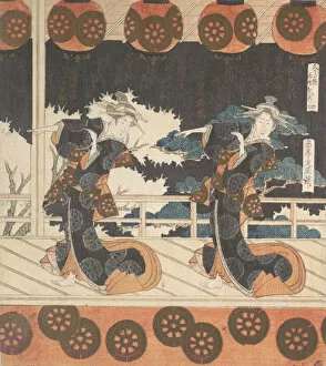 Lanterns Gallery: Furuichi Dance (No. 4 of a Set of Four), 19th century. Creator: Gakutei