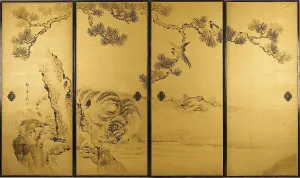 Lacquer Prints: Fusuma: Tigers and Dragon, 1813-1838. Creator: Kishi Ganku