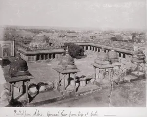 Bourne Samuel Prints: Futtehpore Sikri, General View from top of Gate, Late 1860s. Creator: Samuel Bourne