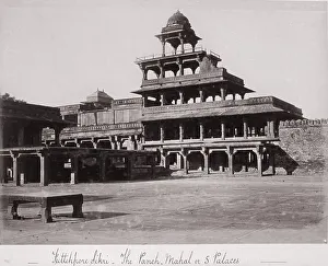 Multi Storey Prints: Futtehpore Sikri-The Panch-Mahal or 5 Palaces, Late 1860s. Creator: Samuel Bourne