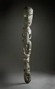 Maori Prints: Gable Peak Figure (teko teko) (image 1 of 2), c.1800. Creator: Unknown