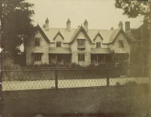 Haunting Prints: Gabled House Across Lane, 1850s. Creator: Unknown