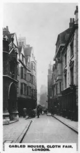 Cloth Fair Prints: Gabled houses, Cloth Fair, London, c1920s