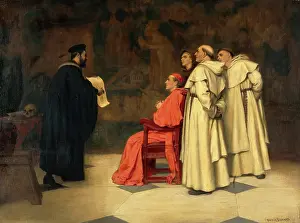 Clergymen Prints: Gabriel Falloppius [Fallopius] explaining one of his discoveries to the Cardinal Duke of Ferrara
