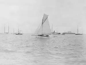 Under Sail Prints: The gaff cutter Wigeon under sail, 1910. Creator: Kirk & Sons of Cowes
