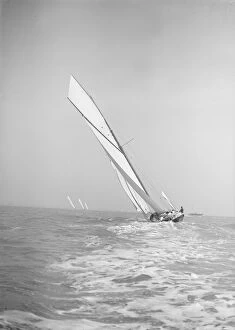 Marquis Of Gallery: The gaff rigged cutter Bloodhound sailing close-hauled, leaves wake, 1911. Creator