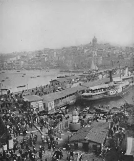 City Life Prints: Galata Bridge, which connects Galata and Pera, 1913