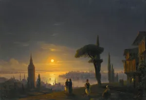 Bosphorus Strait Gallery: The Galata Tower By Moonlight, 1845. Creator: Aivazovsky