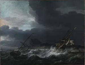 Gale Prints: Gale off Rocky Coast, 1643-1669. Creator: Jan Theunisz. Blanckerhoff