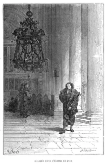 Pisa Prints: Galileo observing the swaying of the chandelier in Pisa Cathedral, c1584 (1870)
