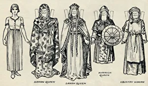 Anglo Saxon Prints: The Gallery of British Costume: The Dress of Danes & Later Anglo-Saxons, c1934