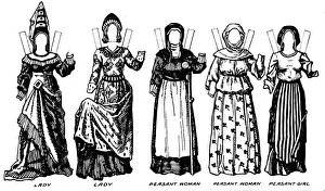 Paper Doll Prints: The Gallery of British Costume: The Dresses Worn In Richard IIIs Reign, c1934