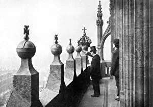Gallery above the clock face, Big Ben, Palace of Westminster, London, c1905