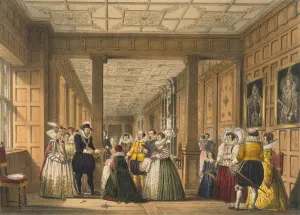 Norddeutscher Lloyd Prints: The Gallery at Hatfield House, Hertfordshire, pub. 1838. Creator: Joseph Nash (1809-78)