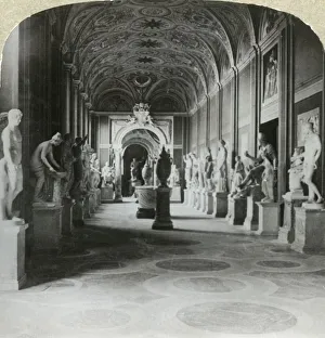 Gallery of statues in the Vatican, c1909. Creator: Unknown Gallery of statues in the Vatican, c1909. Creator: Unknown